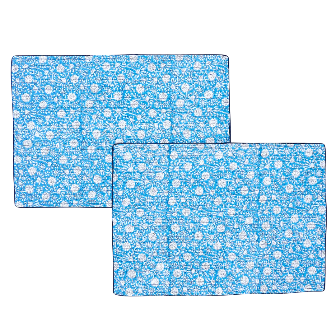 Quilted Placemat Set of 2 - Blue Garden