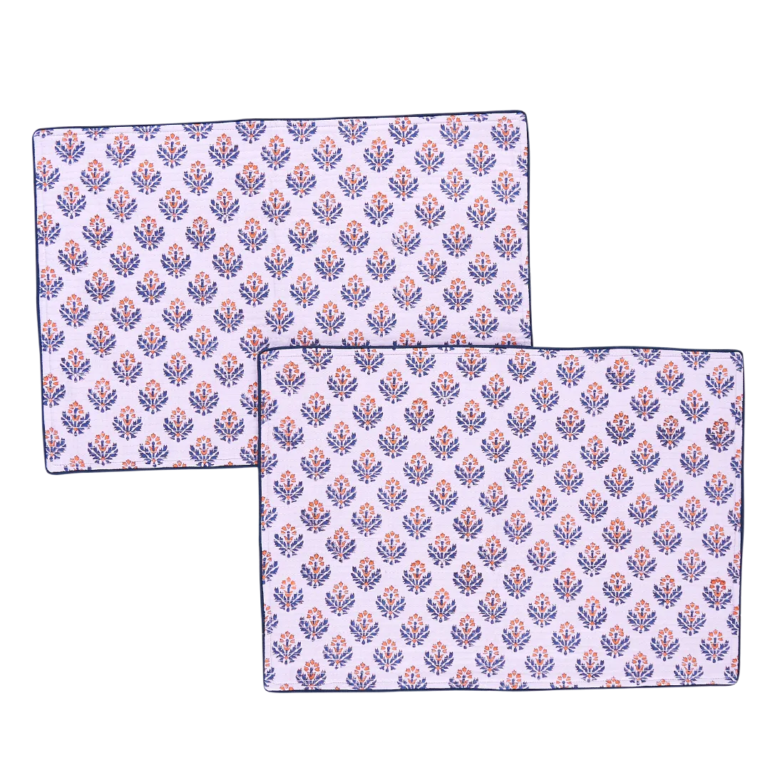 Quilted Placemat Set of 2 - Blue Garden