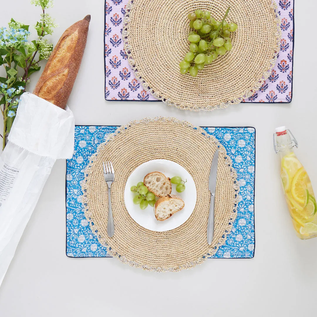 Quilted Placemat Set of 2 - Blue Garden