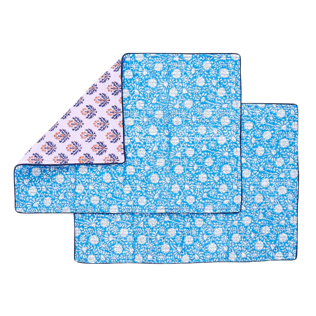 Quilted Placemat Set of 2 - Blue Garden