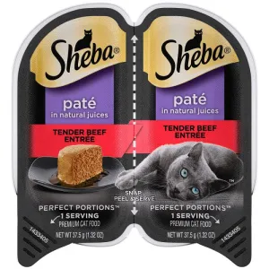 Sheba Perfect Portions Paté, Tender Beef Entrée- Case of 24 / 2.6 oz. Trays