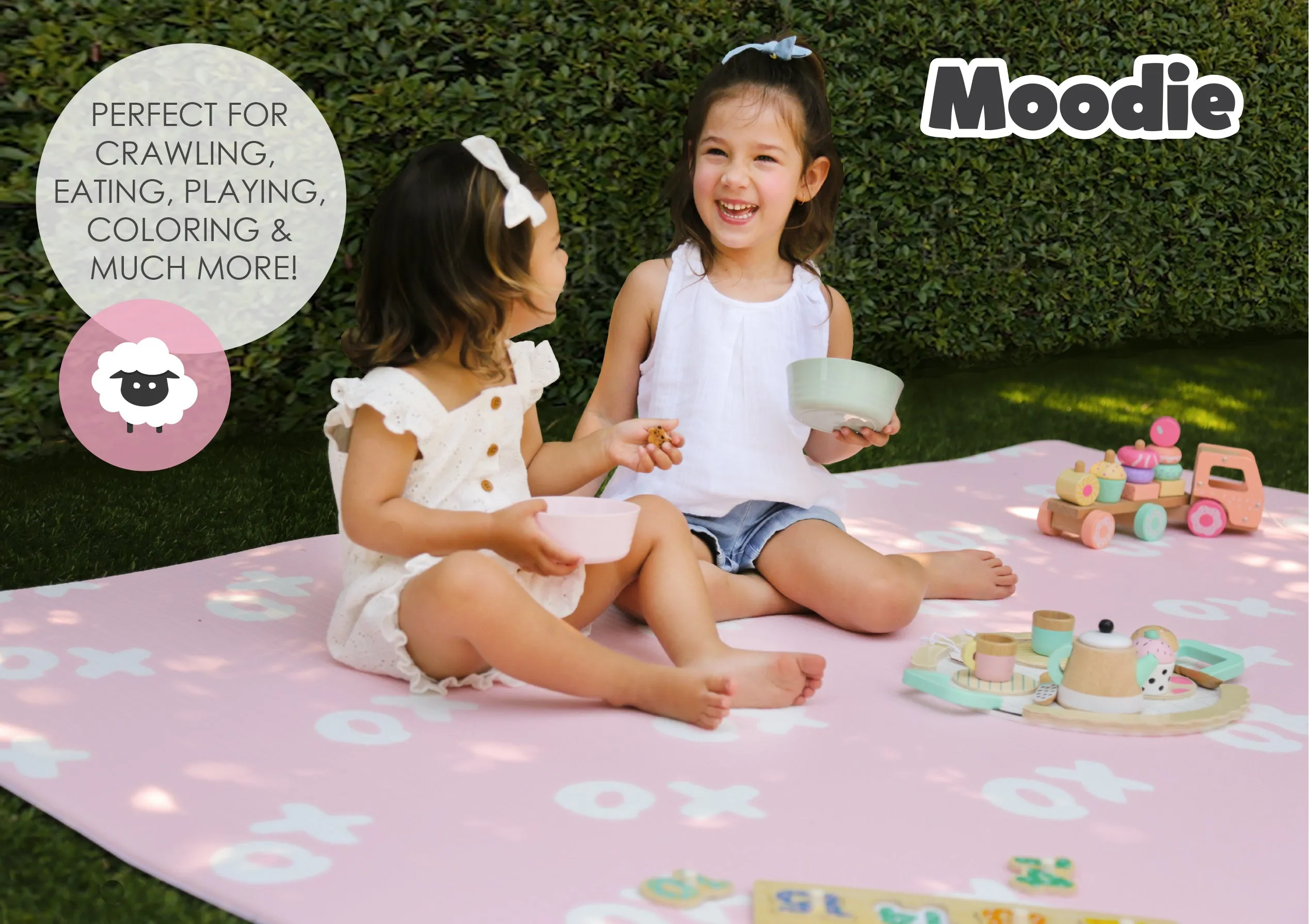 XoXo Zig Zag Luxe Foam Play Mat | Rose Pink & Gray | LARGE