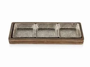 ZD Mango Wood/Aluminum Condiment Set